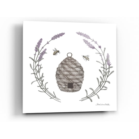 Epic Art 'Happy to Bee Home II' by Sara Zieve Miller, Acrylic Glass Wall Art, 36"x36"