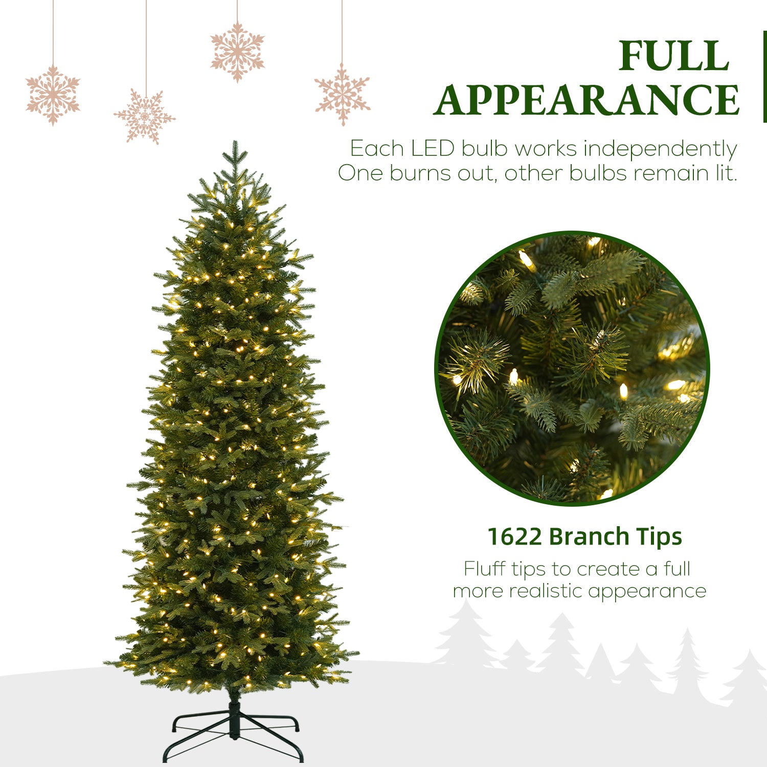 Vivatrees 6ft Pre-lit Slim Artificial Christmas Tree photo 5
