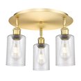 thumbnail image 4 of Innovations Lighting  Clymer - 3 Light 16" Flush Mount Antique Brass/Clear, 4 of 5