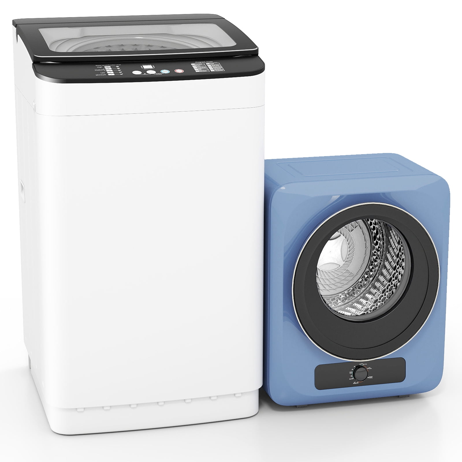 Auertech Portable Washer and Dryer Combo Set 25 lbs Fully Automatic Washing Machine 1.6 Cu.ft Clothes Dryer Blue