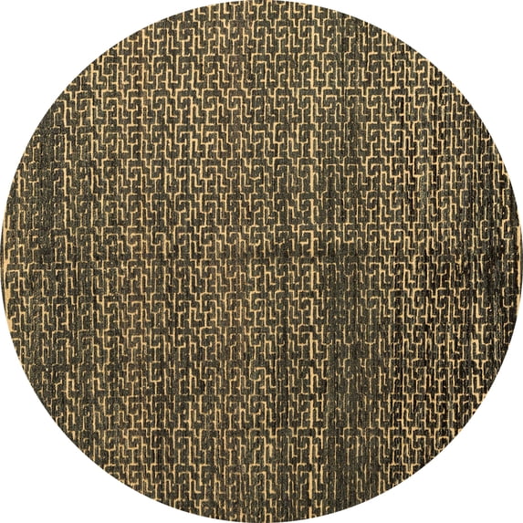Ahgly Company Indoor Round Abstract Brown Modern Area Rugs, 8' Round