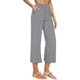 thumbnail image 2 of Favoffer Women Solid Cotton Linen Long Pants Button Front Waist Relaxed Fit Casual Trousers Breathable Bottoms with Side Pockets for Daily, 2 of 4