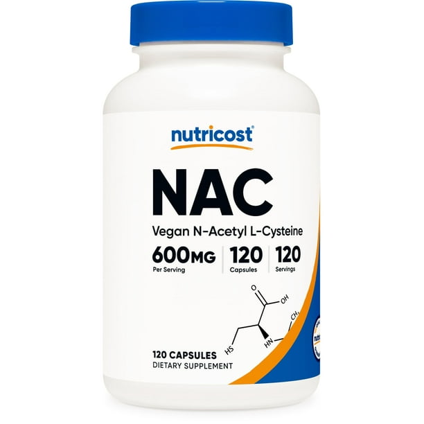 Nutricost N-Acetyl L-Cysteine (NAC) 600mg, 120 Vegetarian Capsules - Non-GMO, Gluten Free, Vegetarian Caps
