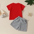 thumbnail image 4 of Boys Girls Baseball Outfits Toddler Baby Cute Clothes Set Short Sleeve Embroidered T Shirts Plaid Shorts Cotton Summer Gray, 18M, 4 of 7