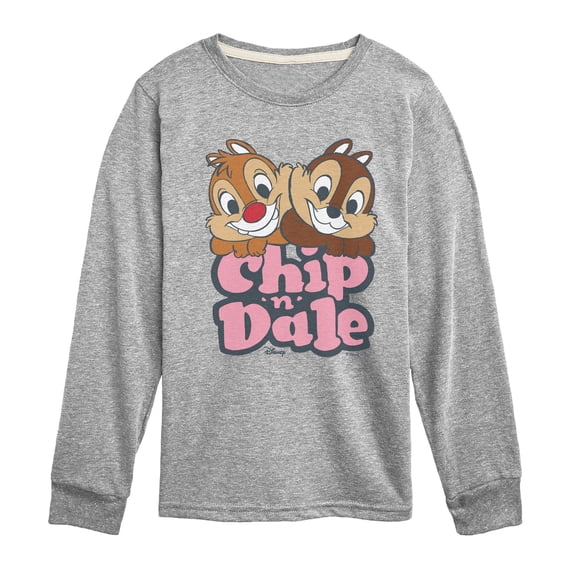 Chip N' Dale Rescue Rangers - Chip Dale Stacked Names - Youth Boys Long Sleeve Graphic T-Shirt