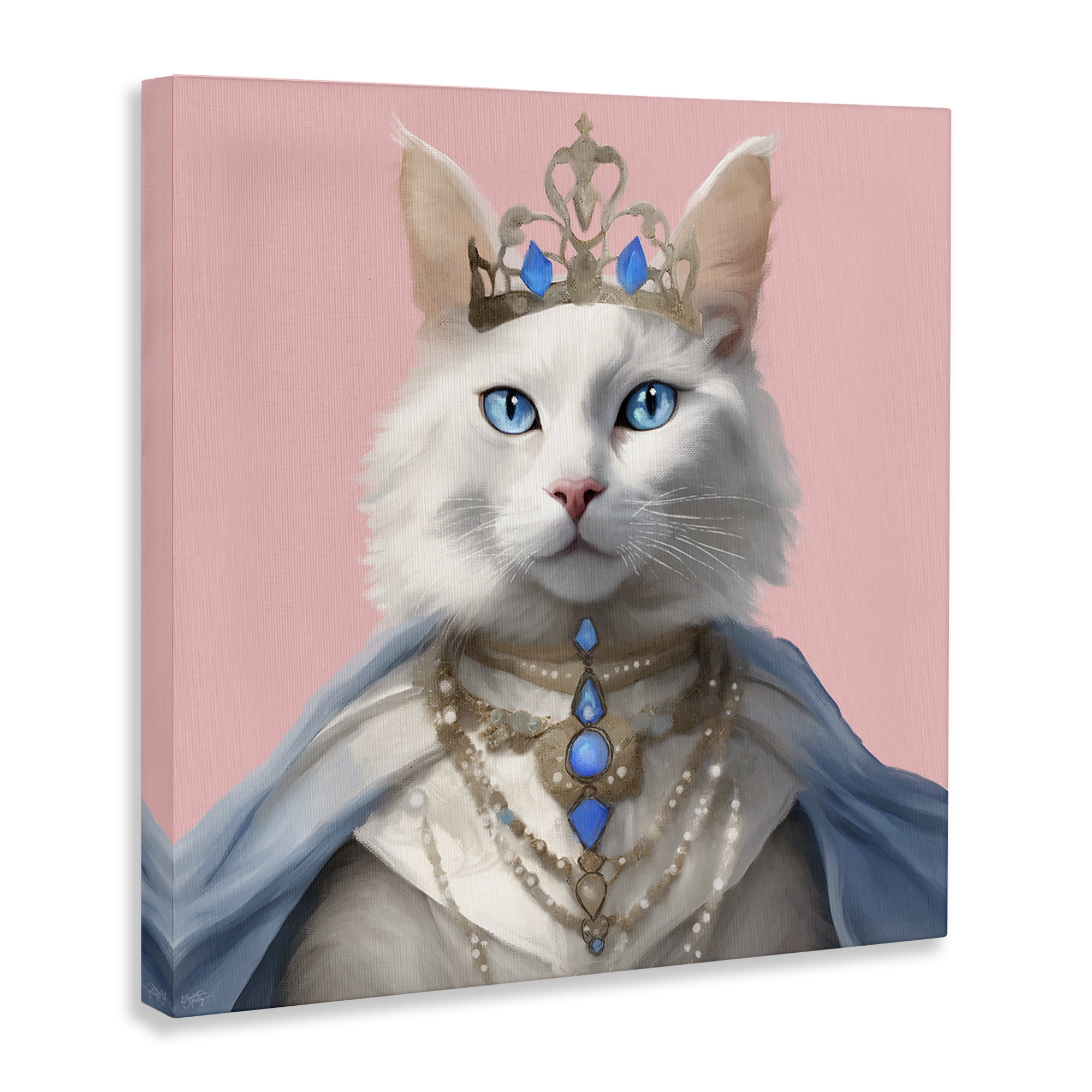 Stupell Industries Feline Princess with Crown Novelty & Humor Painting Wrapped Canvas Art Print Wall Art, 36 x 36
