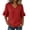 Red, variant on Ashirexll Short Sleeve Shirts for Women Summer Solid Color V-Neck Three Quarter Pleated Sleeve Button Down Slit Top T-Shirt