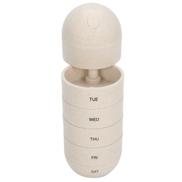 Boîte de Médicaments, Conteneur de Pilules de Voyage en Fibres de Grain, Boîte de Pilules 7 Jours Anti-Humidité, Forme Voyage pour Pilules de Voyage