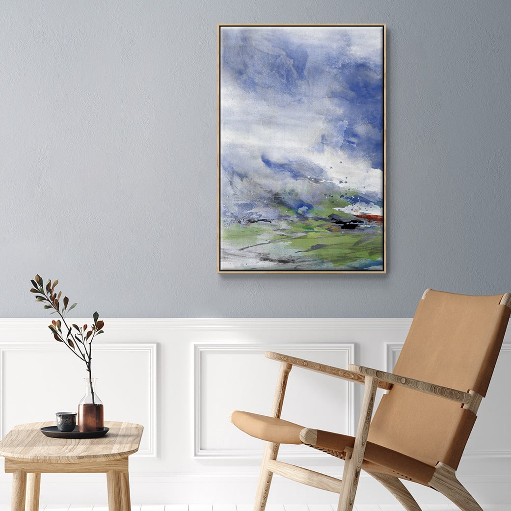 Spring Air I Framed Premium Gallery Wrapped Canvas - Ready to Hang - 27 x 41 - Natural Wood Floating Frame