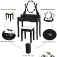 thumbnail image 6 of Topbuy Vanity Table Makeup Dresser Desk w/LED Light Drawers & Stool Black, 6 of 8