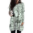 thumbnail image 3 of Camiseta de manga larga con cuello redondo para mujer, de primavera y otoño, talla grande 3XL, informal, holgada, con bolsillo, de Snoopy, 3 of 5