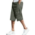 thumbnail image 1 of Mens Fashion Simple Solid Color Elastic Waist Overalls Cotton Casual Pants Shorts, 1 of 4