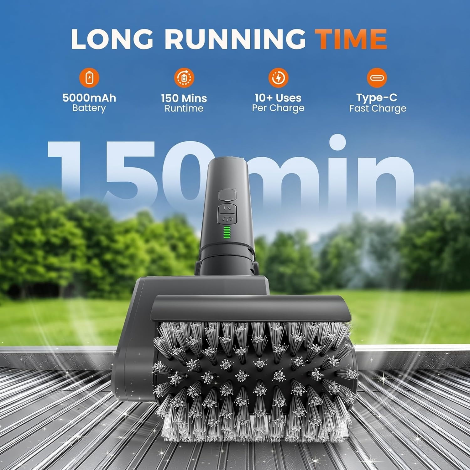 Electric Grill Brush for Outdoor, 2026 TikTok BBQ Grill Cleaner with 3 Heads, 3-Speed & Angle Adjust Cordless Rotary Grill Brush, 150Mins Runtime Grill Cleaning Brush for Barbecue Grates
