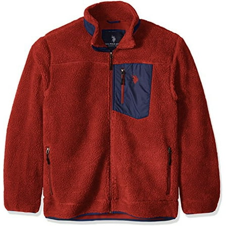U.S. Polo Assn. Men's Faux Sherpa Jacket, Engine Red, Medium