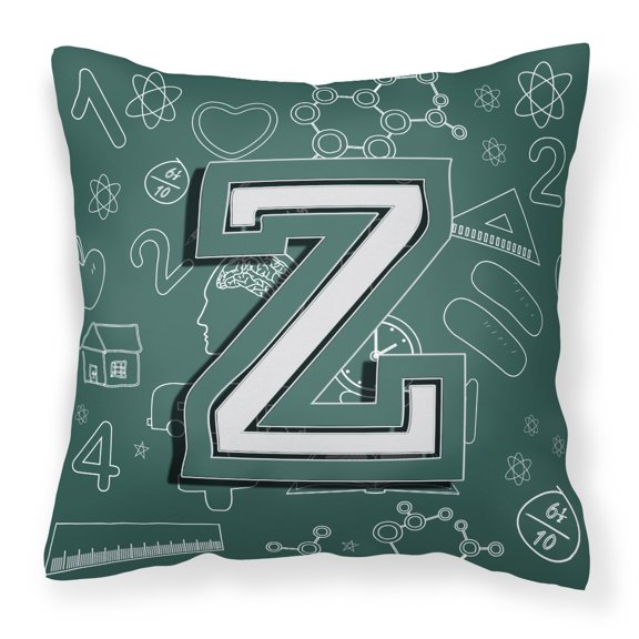 Carolines Treasures CJ2010-ZPW1414 Letter Z Back to School Initial Canvas Fabric Decorative Pillow 14Hx14W multicolor