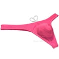 thumbnail image 2 of Botmois Men's Solid Swim Briefs Breathable Bikini Bottoms Thong Drawstring Swimwear Shiny Swimming Spandex Tangas Bathing G-String Pink L, 2 of 4