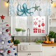 thumbnail image 5 of Coastal Octopus Curtain Valances for Windows, Kitchen Valance Window Treatments Panel 2 Pack, Summer Starfish Beach Vintage Rod Pocket Short Curtains for Bathroom Bedroom 60 x 18 Inch, 5 of 8