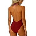 thumbnail image 6 of Stamzod Tummy Control Swimsuits for Women Deep V Neck One Piece Swimsuit Crisscross Halter Bathing Suit Backless Swimwear Red B XXL, 6 of 9