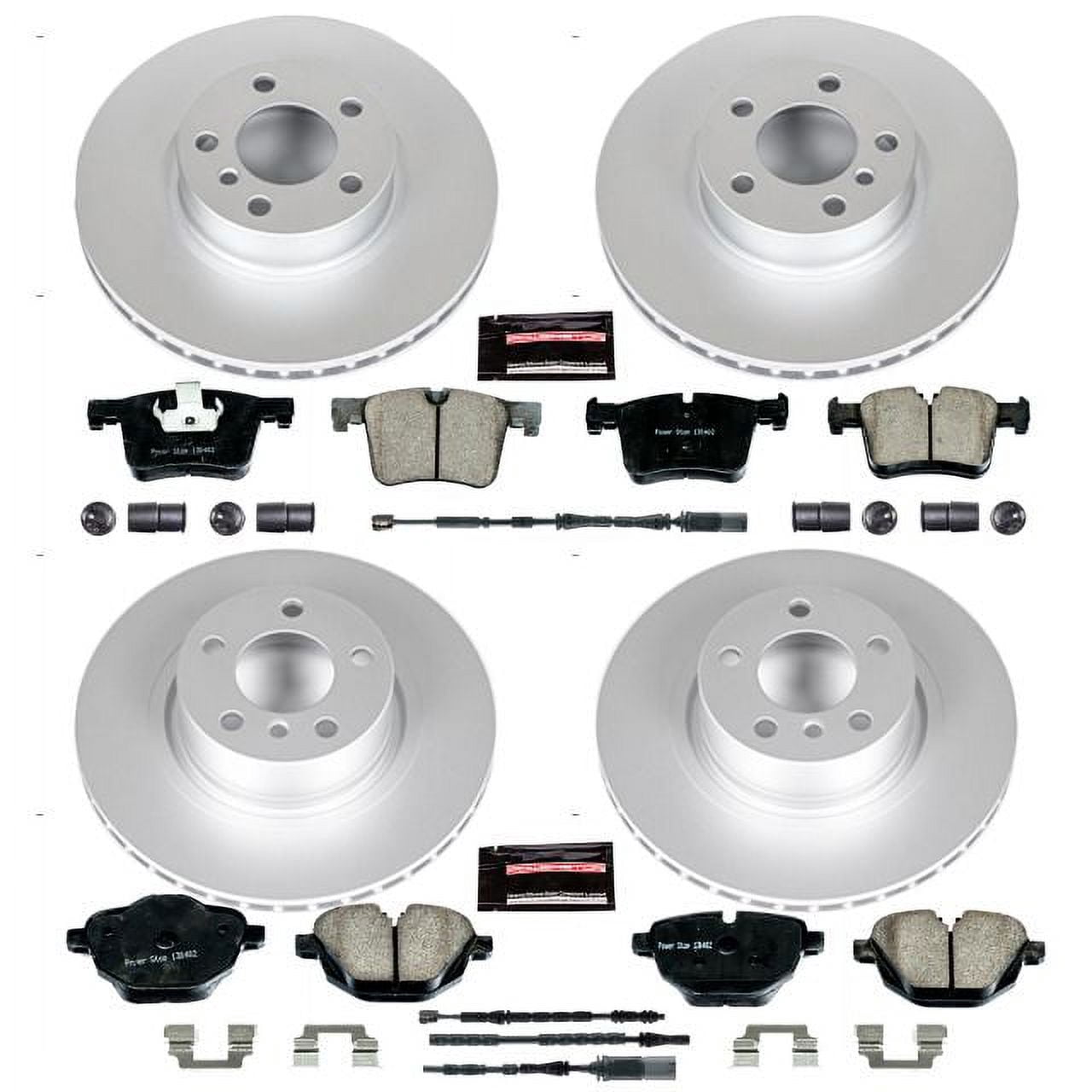 PowerStop Front and Rear Geomet Coated Brake Rotor and Pad Kit Fits: BMW Select Models CRK6039