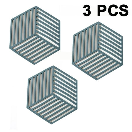 

Lxiugva 3Pcs Soft Felt Coasters Hexagon Absorbent Coasters High Temperature Resistant Silicone Heat Insulation Pad Solid Color Tea Coaster