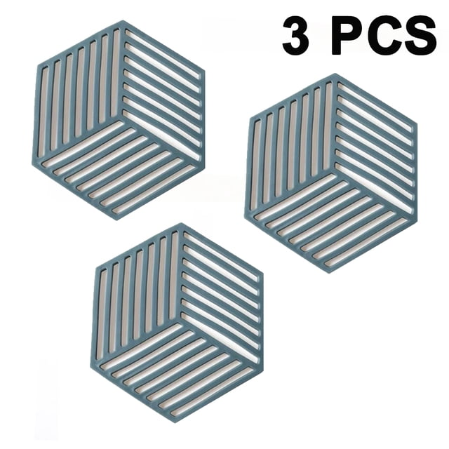 Posavasos de fieltro suave de 3 piezas, posavasos absorbentes hexagonales, almohadilla de aislamiento térmico de silicona resistente a altas temperaturas, posavasos de té de color sólido
