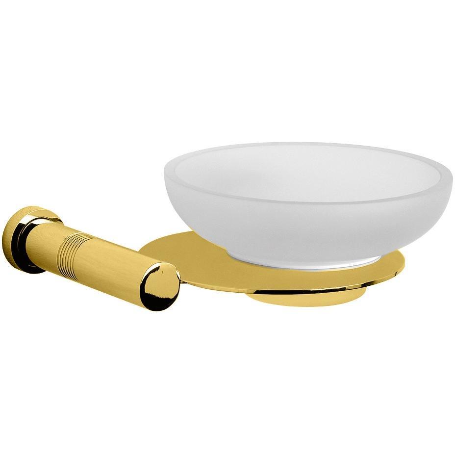 AGM Home Store Ribbet Free Standing Frosted Glass Soap Dish Holder Tray