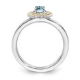thumbnail image 2 of 925 Sterling Silver 14k Aquamarine Ring Birthstone March Gemstone Stackable, 2 of 7