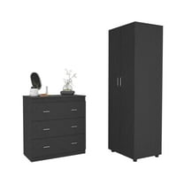 Newboti Furniture 2 Piece Bedroom Set, London Armoire & Capri Three Drawer Dresser, Black 43410