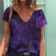 thumbnail image 2 of Moda Mujer Cuello en V Manga corta Impresión Jersey Blusas sueltas Tops Camiseta OAVQHLG3B Store lin121212, 2 of 4
