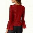 thumbnail image 4 of Miqool Hauts Habillés pour Femmes à Manches 3/4 Blouse Élégante à Col Ras du Cou Mode Décontractée Travail Soirée Fête, 4 of 8