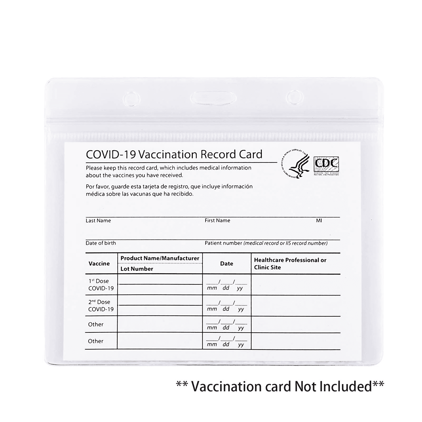 Buy 2 Pack CDC Vaccination Card Protector 4X3 in Immunization Record ...