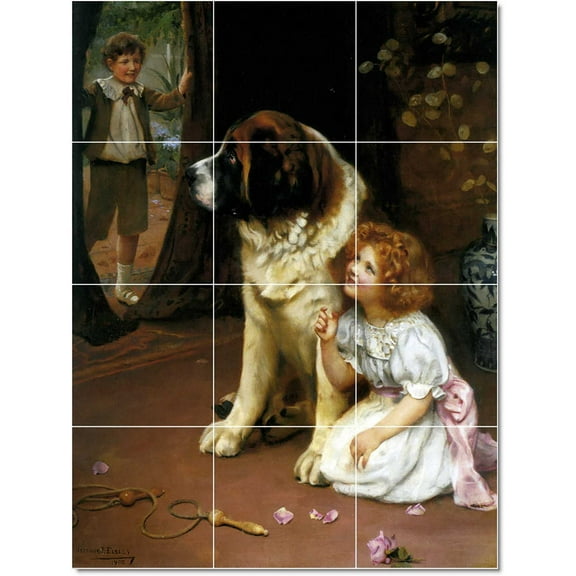 Ceramic Tile Mural-Arthur John Elsley Animals Painting 14. 36" w x 48" h using (12) 12 x 12 ceramic tiles