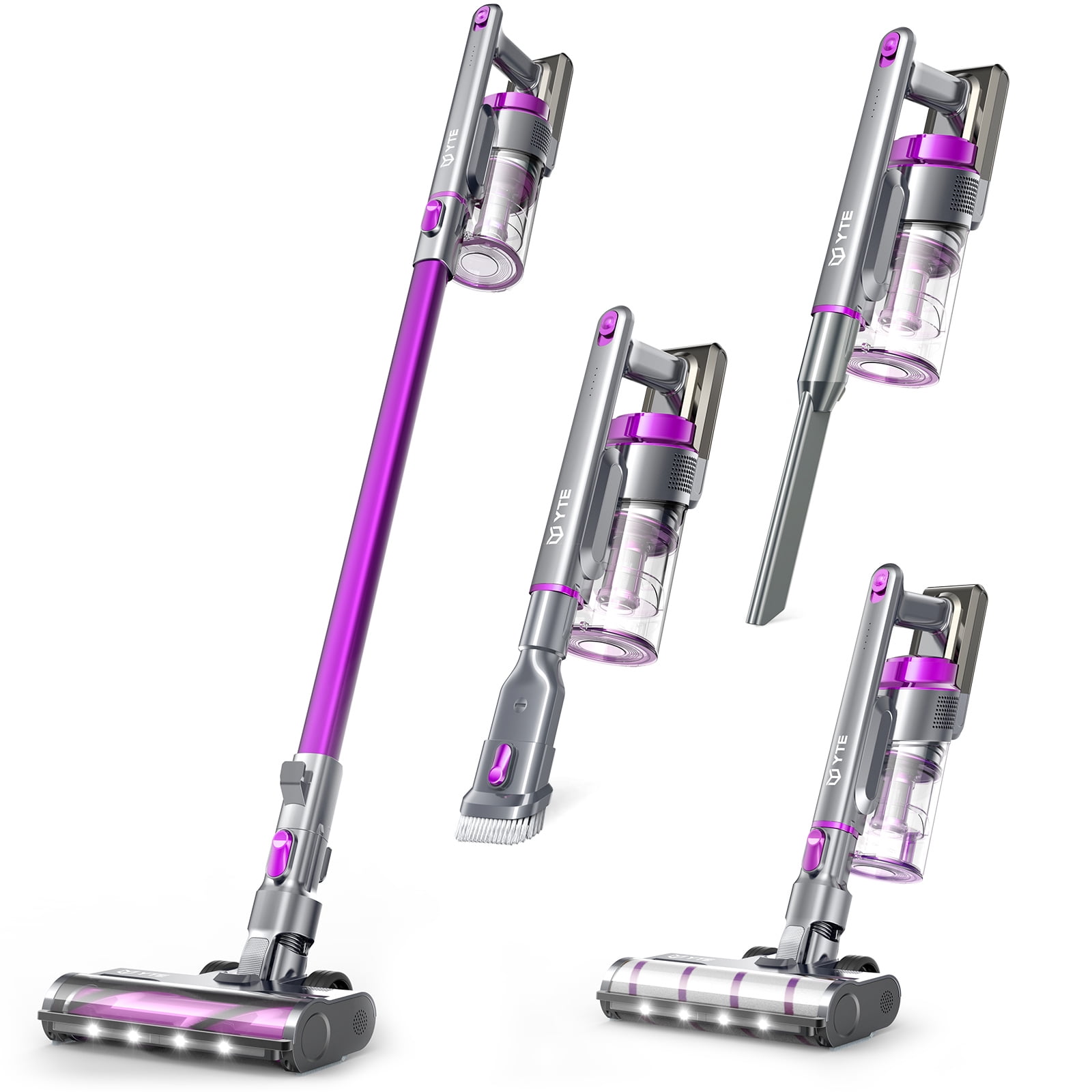 YTE HC1810E Cordless Vacuum Cleaner for Carpet Hard Floor, Purple Gray