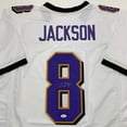 thumbnail image 2 of Autographed/Signed Lamar Jackson Baltimore White Block Football Jersey JSA COA, 2 of 3