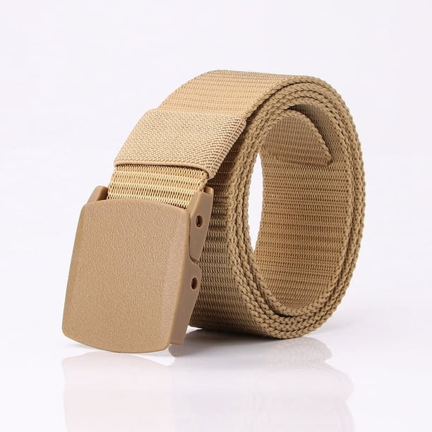 Cinturón táctico para exteriores para hombres y mujeres, cinturón de nailon para entrenamiento militar para estudiantes, cinturón de lona con hebilla de plástico transpirable