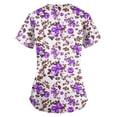 thumbnail image 3 of EHTMSAK Floral Scrub Set Women Hot Flowers V Neck Nurse Nursing Uniform Scrub Shirt Cute Workwear Casual Trendy Scrub Tops with Pocket Short Sleeve Outfits Shirt Light Purple 5XL, 3 of 3