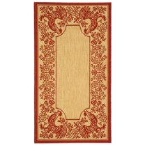 SAFAVIEH Courtyard Claire Rooster Indoor/Outdoor Area Rug, 2' x 3'7", Natural/Red