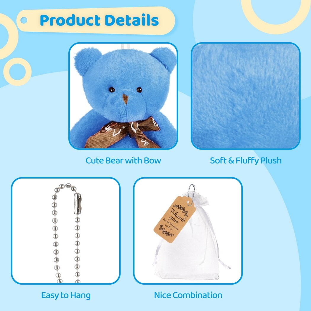 6 Mini Oursons En Peluche - 4 Pouces (10 Cm) - Marron Et Abricot - Pour Déco, Cadeaux, Goodie Bags - 8
