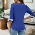 thumbnail image 4 of Timegard Eyelet Tops for Women 3/4 Sleeve V Neck Drop Shoulder Blouse Dressy Casual Loose Comfy Tops, 4 of 9
