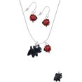 thumbnail image 2 of Delight Jewelry Resin Black Bull Terrier Dog Red Lucky Ladybug Necklace and Dangle Earrings Set, 2 of 6