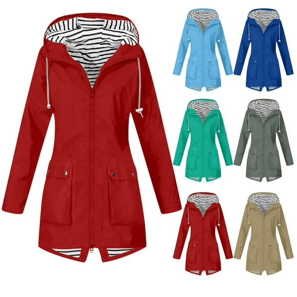 Sentmoon Ski Coats for Women Oversized Hooded Neck Long Sleeve Running Jackets for Women Zipper Solid Color Windproof Waterproof Clothes Women with Pockets Fall and Winter Casual for Sports