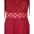 thumbnail image 7 of YONGHS Girls Elegant Lace Flower Girl Dress Long Sleeve A-Line High Low Hem Junior Bridesmaid Dress Burgundy 10, 7 of 7