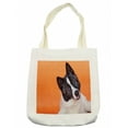 thumbnail image 1 of Dog Lover Tote Bag, Pet Photo of Domestic Akita Breed on Tangerine Tones, Cloth Linen Reusable Bag for Shopping Books Beach and More, 16.5" X 14", Cream, by Ambesonne, 1 of 2