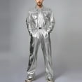 thumbnail image 2 of Men's Stage Performance Clothing Glossy Casual Jumpsuit Zipper Design Glossy Jumpsuit Versatile Fashion Clothing, 2 of 5