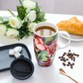 thumbnail image 4 of Coffee Ceramic Mug Porcelain Latte Tea Cup Tall Mug with Lid 17oz. Butterfly, 4 of 7