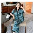 thumbnail image 6 of M-2XL Loose  Luxury Silk Pajamas for Women Summer V Neck Letter Print Home Suit Stain Pajama Set Woman Sleepwear Pijama Mujer, 6 of 6