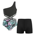 thumbnail image 2 of DPOIS Kids Girls High Waisted Tankini Set with Shorts Cutout Bathing Suit One Shoulder Swimsuit, 2 of 4