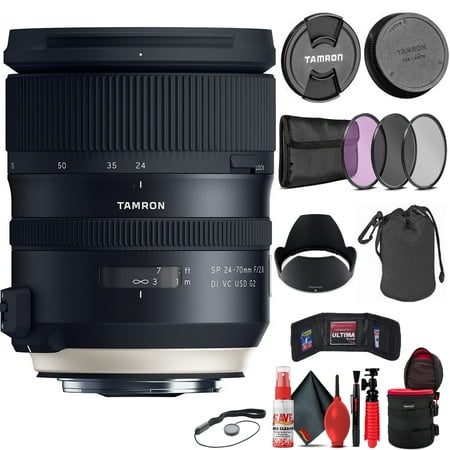 Tamron SP 24-70mm F/2.8 Di VC USD G2 Lens for Canon DSLR Cameras (AFA032C-700) + 82MM 3-Piece Filter Set + 6" Lens Case + SD Card Pouch + Lens Cap + 6Ave Lens Cleaner (INTL Model)