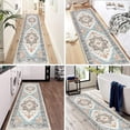 thumbnail image 3 of Findosom 2'x6' Boho Runner Rug Non Slip Hallway Rug Runner Distressed Medallion Boho Area Rug Runner for Entrance Washable Carpet Floor Mat for Living Room Bedroom Kitchen Laundry Room Orange Blue, 3 of 7