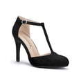 thumbnail image 1 of BLISSFUL STEP Chaussures pour Femmes Bout Rond Talon Aiguille Sandales à Bride en T Noir 8,5, 1 of 8
